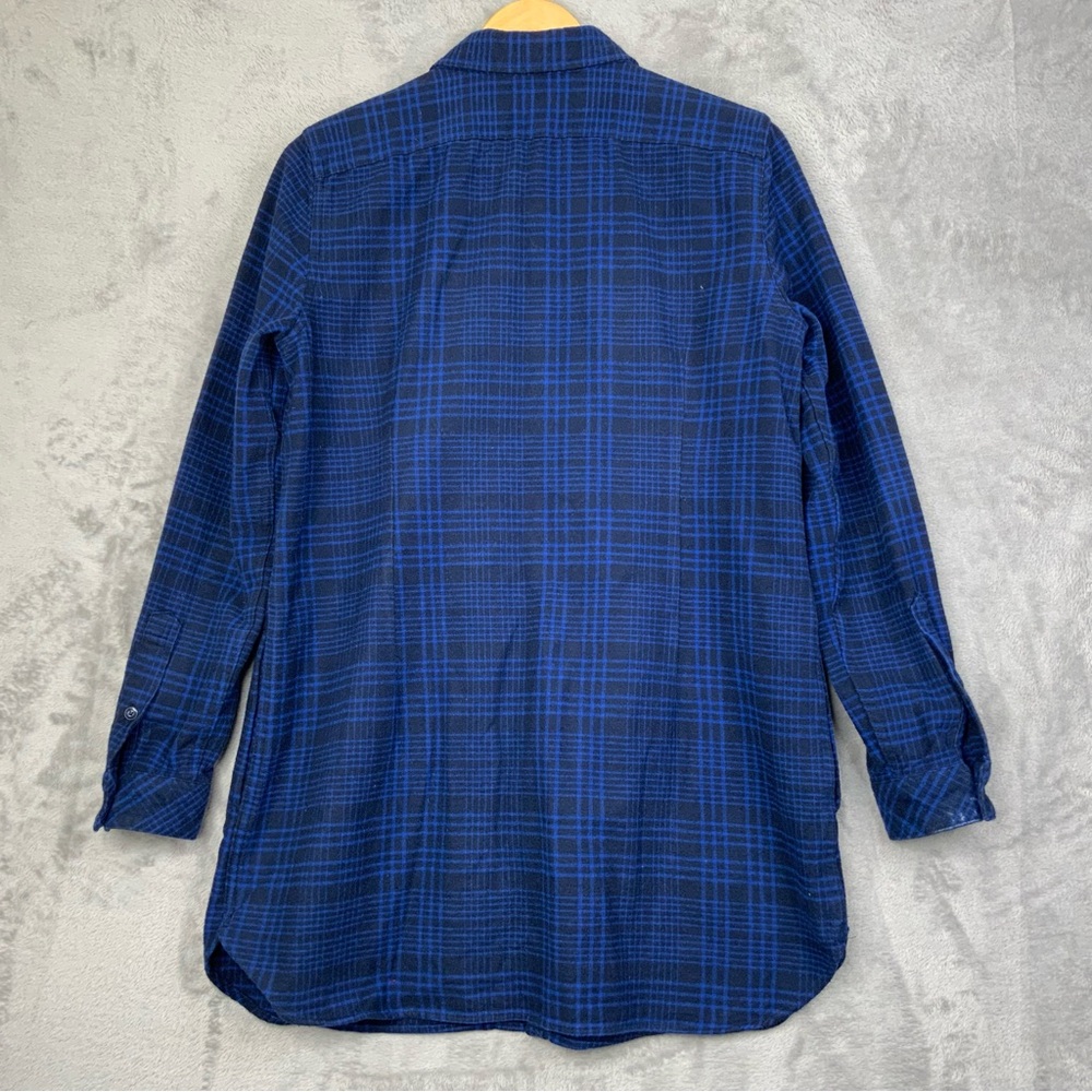 L.L. Bean Signature Blue/Black Button down Plaid 4 Pocket Tunic. Size Medium Reg - Picture 2 of 7
